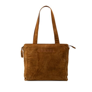 Pre-Loved Chanel Suede Logo Zip Tote